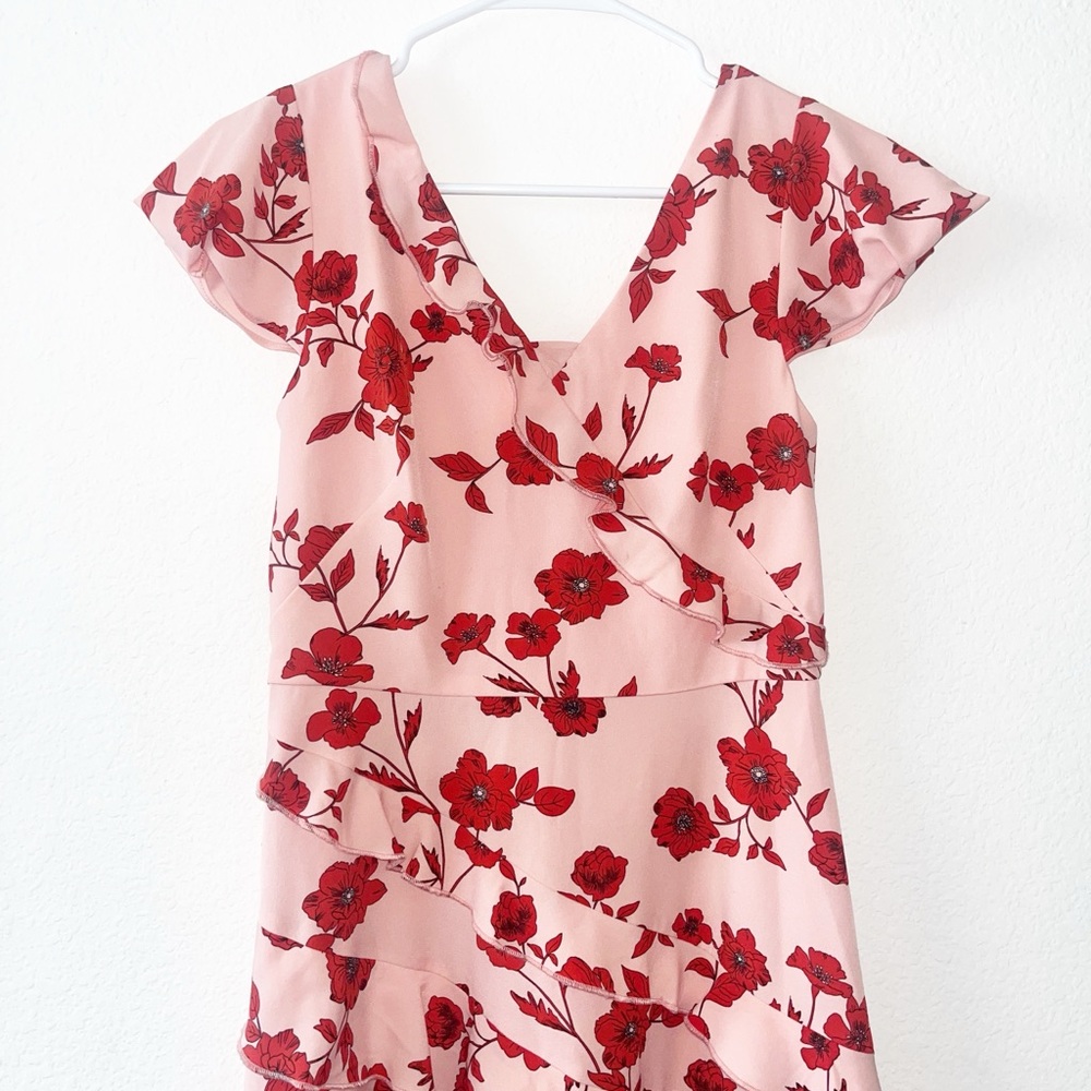 Adrianna Papell Living Blooms‎ Ruffle Flare Midi Floral Dress Size 2 - Picture 4 of 9